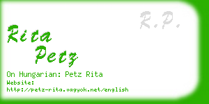 rita petz business card